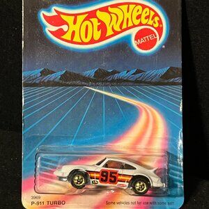 1980s Hot Wheels 3969 P-911 Turbo White NEW Sealed Toy Car Porsche Gold Wheels